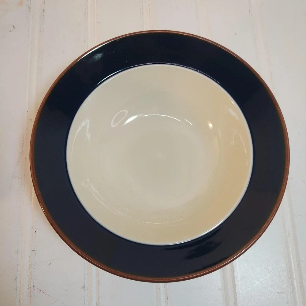 4 International Bands of Celebration Soup Bowls Success Stoneware Cobalt Blue